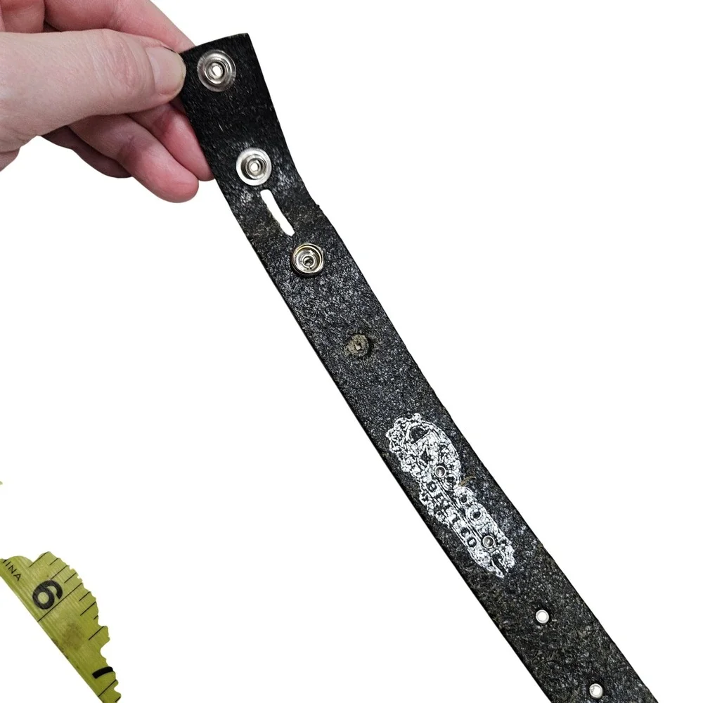 Kids Nocona‎ Black Genuine Leather Western Studded Rhinestone Belt Buckle 22